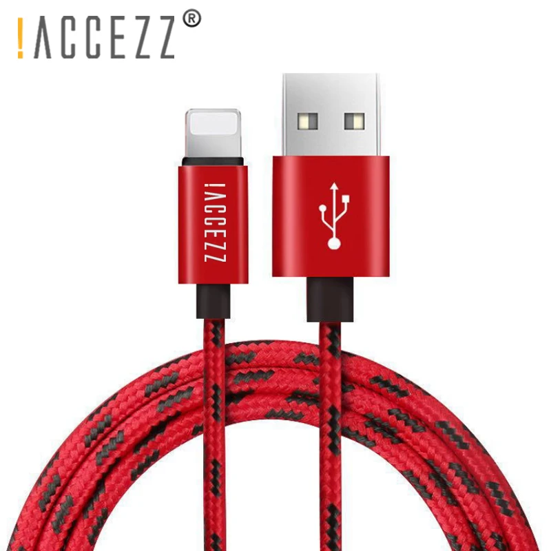 

!ACCEZZ For Apple USB Data Cable For iPhone XS MAX XR X 7 6 8 6S 5 5S Plus 8 Pin Mobile Phone Charging Cables Nylon Charge Cord
