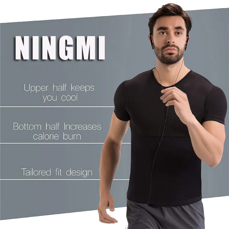 NINGMI Hot Shirt Men Body Shaper Vest Neoprene Sweat Sauna Suit Male Fitness Compression Tank Top Slimming Waist Trainer T-Shirt (8)
