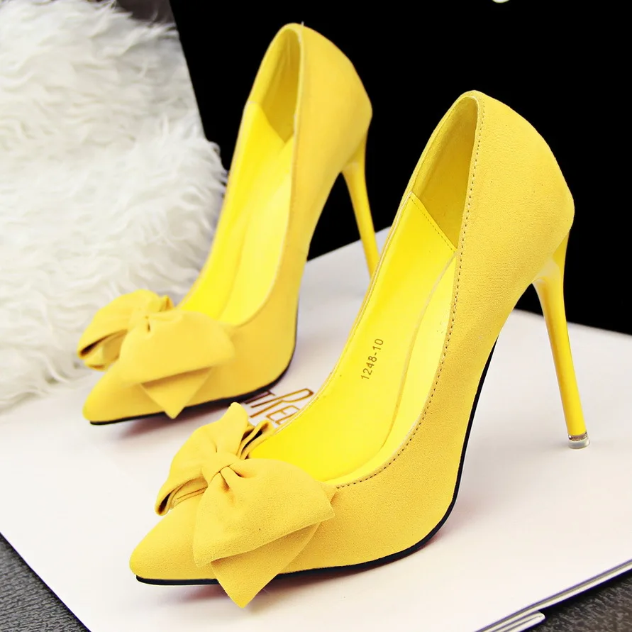 

Women Pumps Extreme High Heels Shoes Woman Valentine Bowknot Pointed Toe Party Wedding Shoes Black Ladies footwear