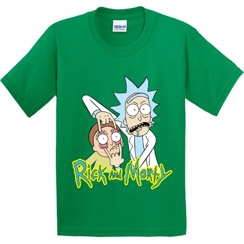 Детские хлопковые футболки с принтом аниме Рик и Морти детские забавные летние футболки с рисунками из мультфильмов, повседневные топы для мальчиков и девочек, одежда для малышей GKT008