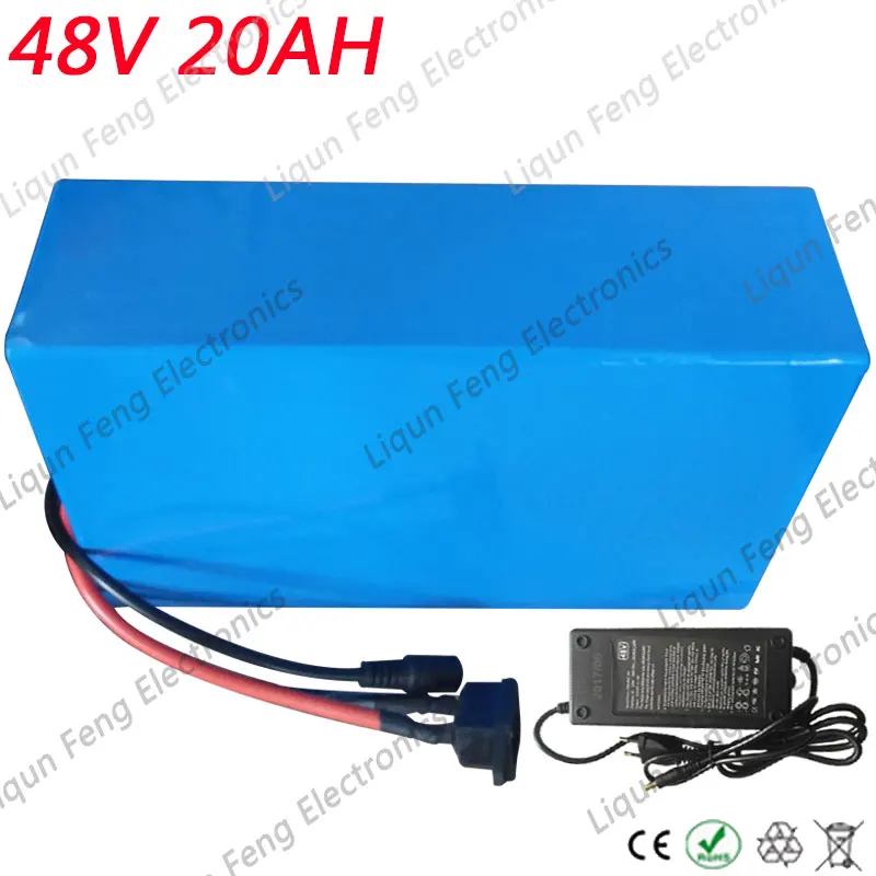 Discount No Tax 48V 20AH Lithium ion battery pack 1200W 48V Scooter battery Electric Bike battery with PVC Case 30A BMS 54.6V 2A charger 0