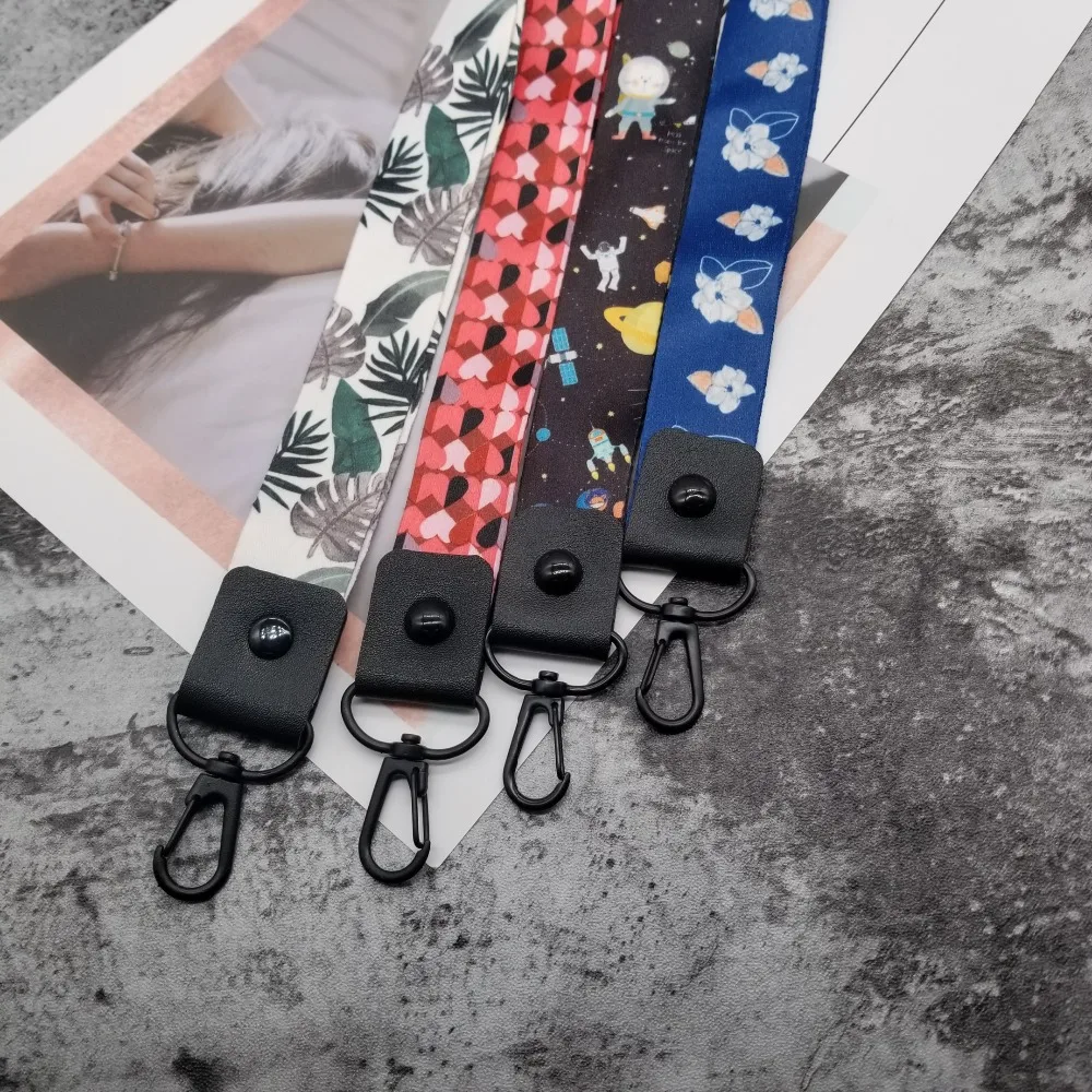 

Keychain Tag Strap Neck Lanyards for keys Gray leaves Pattern ID Card Pass Gym Mobile Phone USB badge holder DIY Hang Rope