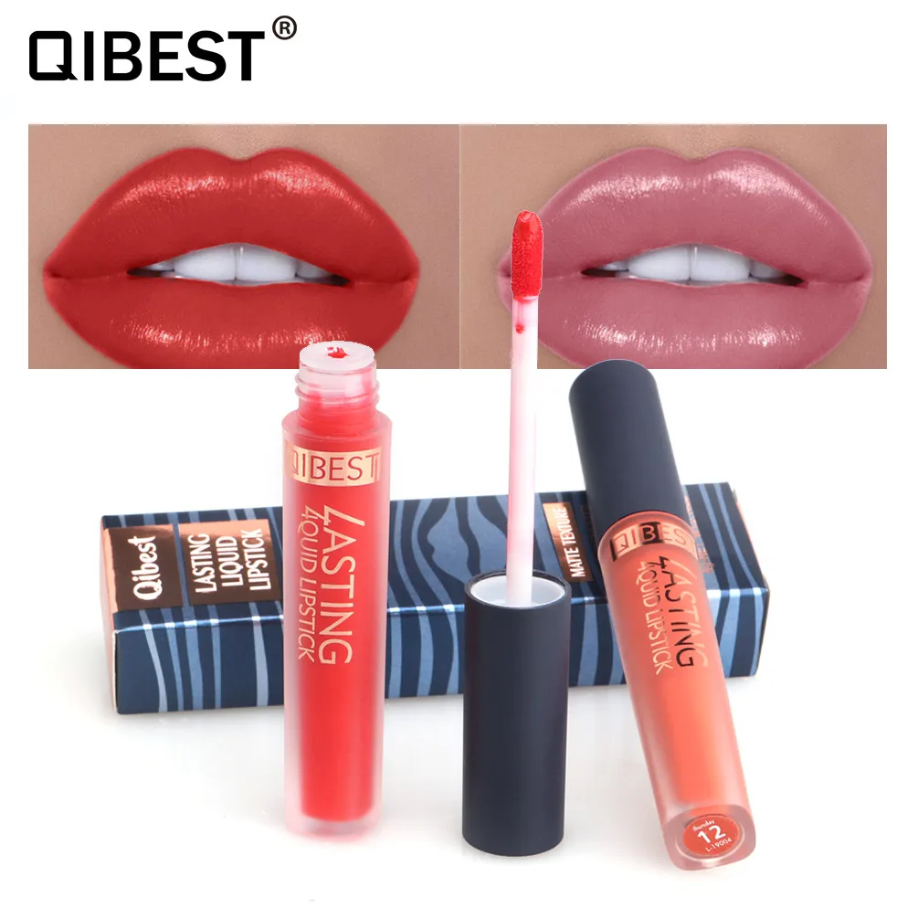 

QIBEST 15 Colors Natural Matte Lipgloss Moisturizing Lasting Waterproof No Fading Nude Red Lip Glaze Lip Tint Korean TSLM2