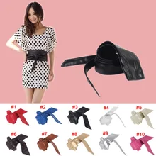 Fashion Women belt Soft Leather Wide Self Tie Wrap Around Waist Band Dress Belt JL