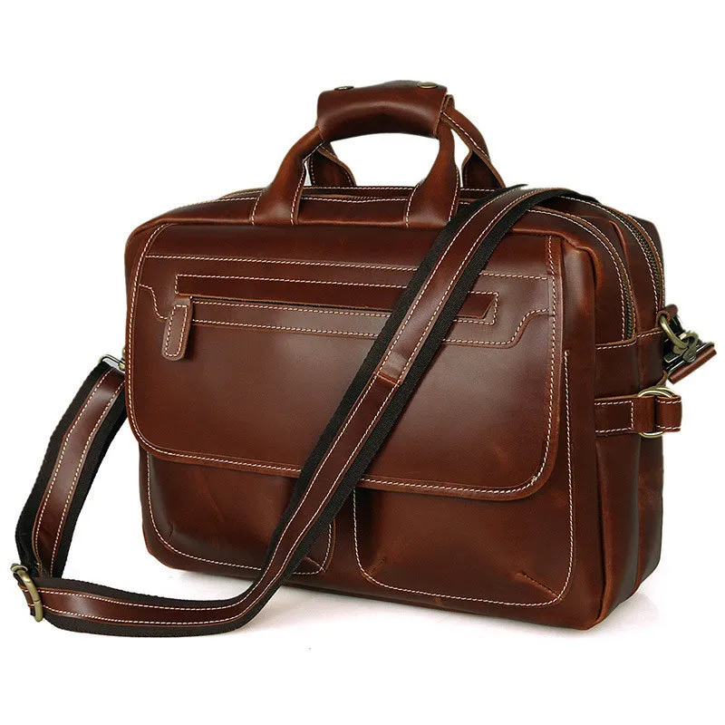Большое пространство два слоя Пояса из натуральной кожи Для мужчин Бизнес сумка мужской Портфели выходные поездку работы сумка для ноутбука Tote PR087085