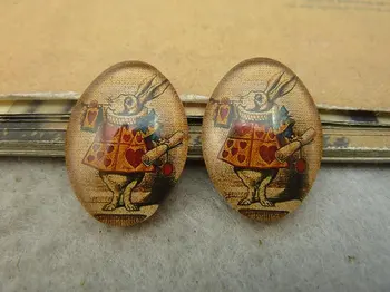 

6pcs 18x25mm Handmade Photo Glass Cabochons (Alice Rabbit) GA3-35