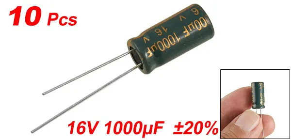 10 x Polarized Lead Electrolytic Capacitors 1000uF 16V