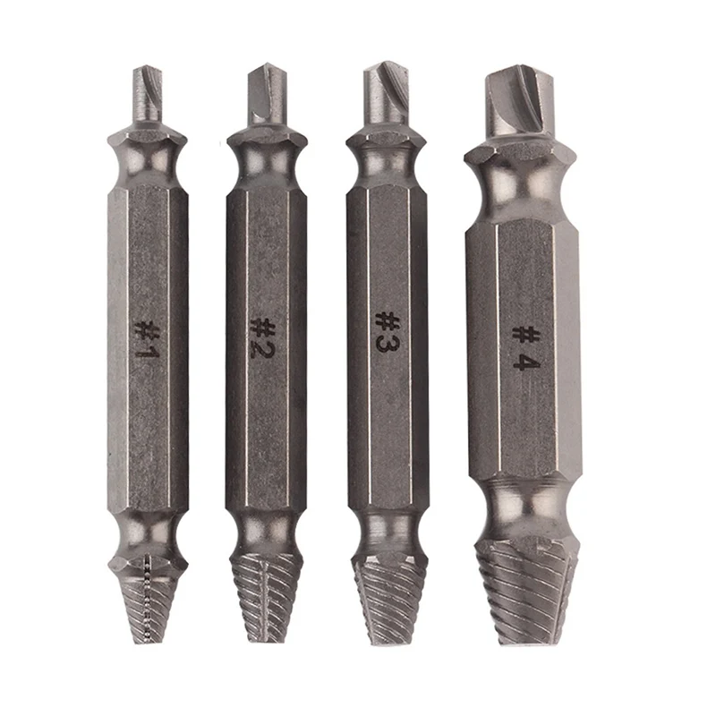 4 PCS Drill Bit Set Steel Broken Speed Out Damaged Screw Extractor