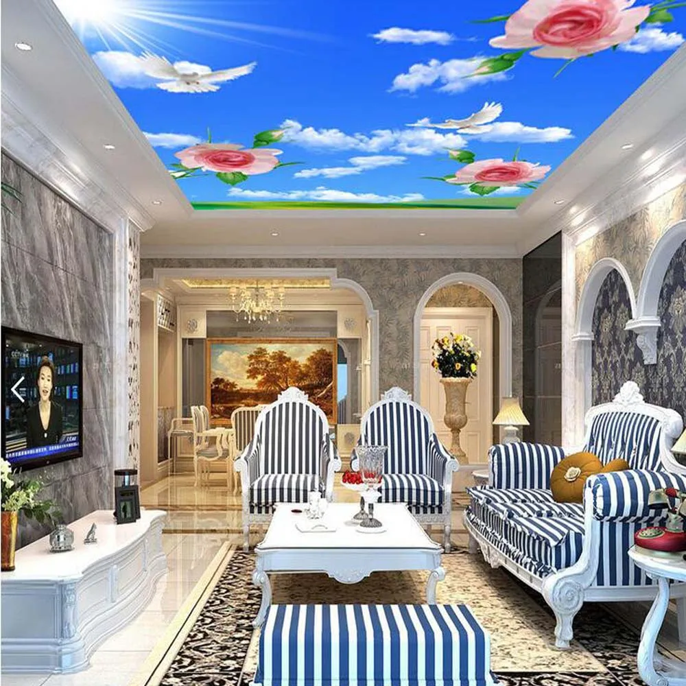 Фотообои для потолка 3D обои с изображением голубей голубого неба гостиной |