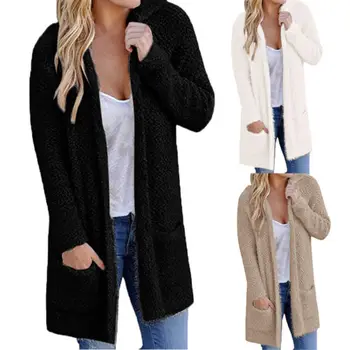 

Women Long Sleeve Hooded Sweaters Warm Loose Knitted Sweater Jumper Cardigan Tops Autumn Winter Jacket Outwear Coat Clothes