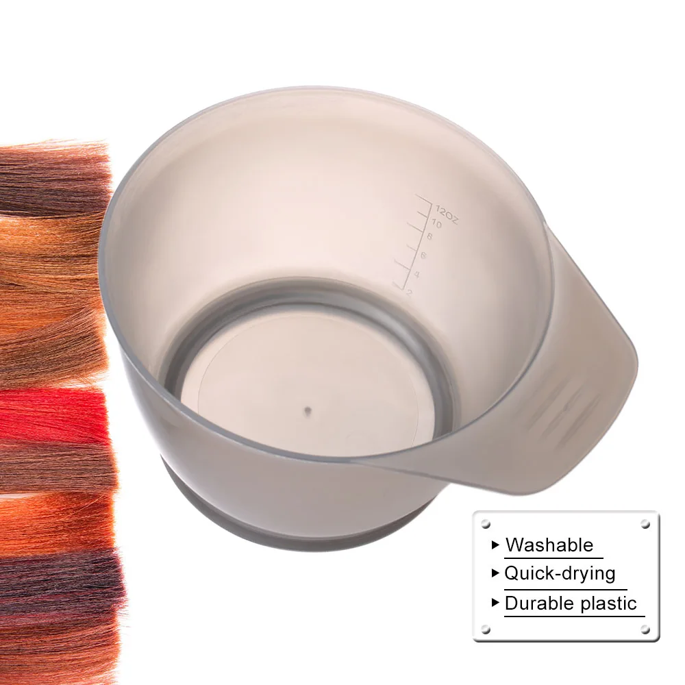 

Barber Bowl Hair Coloring Dyeing Bowl with Scale High-Quality Plastic Cream Paint Stirrer Bowl with Anti-slip Silicone Base