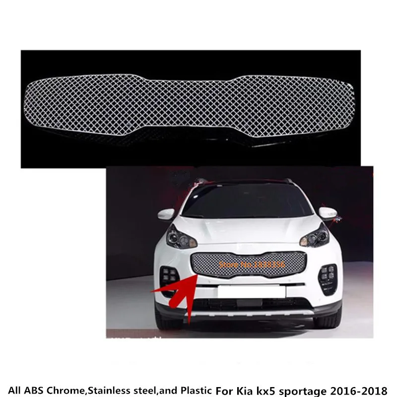 

Car body cover protection detector stainless steel trim Front up Grid Grill Grille Around For Kia Sportage KX5 2016 2017 2018