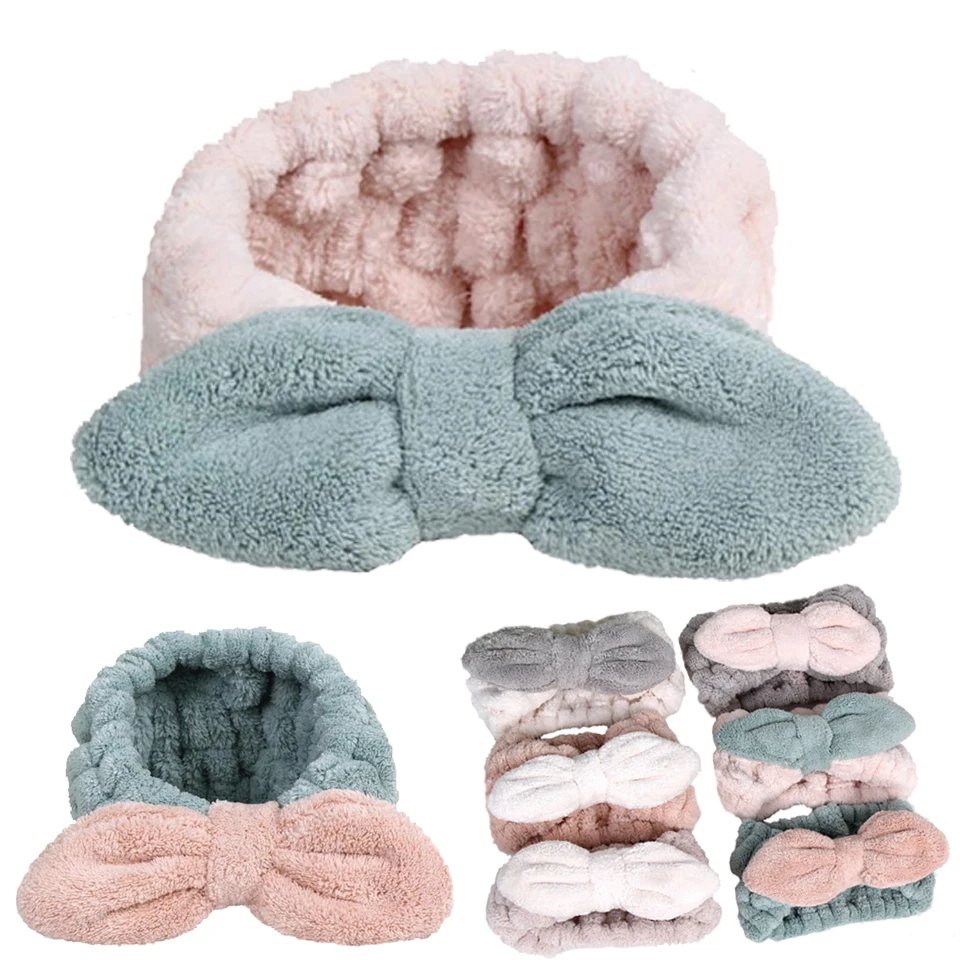 

Women Microfiber Bowtie Ear Headbands Extrame Soft Ultra Absorbent Comfort to Makeup Wash Spa Yoga Cosmetic Hair Band HB023