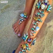 1 шт. Facebook модный браслет на ногу для пляжные сандалии для отпуска пикантные ножная цепочка Женская обувь в богемном стиле с украшением в виде кристаллов браслет ювелирные изделия, ювелирные изделия J0004