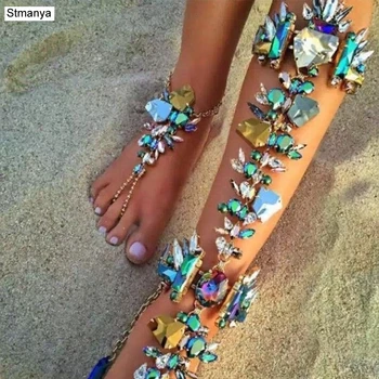 

1PC Facebook Fashion Ankle Bracelet For Beach Vacation Sandals Sexy Leg Chain Female Boho Crystal Anklet Statement Jewelry J0004