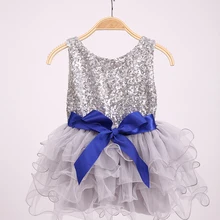 Новые детские праздничные платья для девочек с блестками и бантом элегантное платье принцессы с цветочным принтом для девочек 5 шт./партия