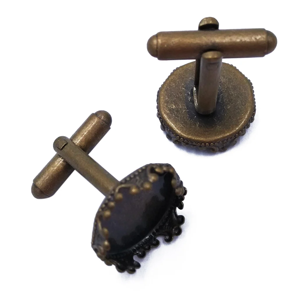 Wholesale Antique Bronze Round Cufflinks Blanks Bezel Setting Cuff