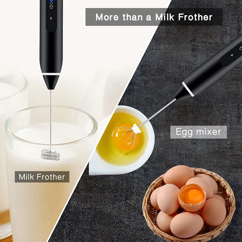Перезаряжаемые молочной пены ручной 3-Скорость размер можно регулировать для латте Кофе капучино, смеситель яйцо с 2 виски, мини-блендер и Foa