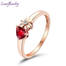 LOVERJEWELRY Loving Solid 18K розовое золото рубиновое обручальное кольцо Классический дизайн ювелирные изделия с бриллиантами для женщин Рождественский подарок настоящий камень
