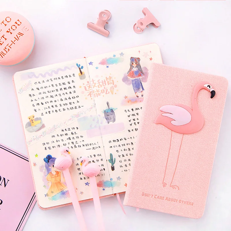 80 листов Kawaii красивый Фламинго твердый переплет блокнот набор милый офис школьный дневник эскиз книга памятки студенческий подарок