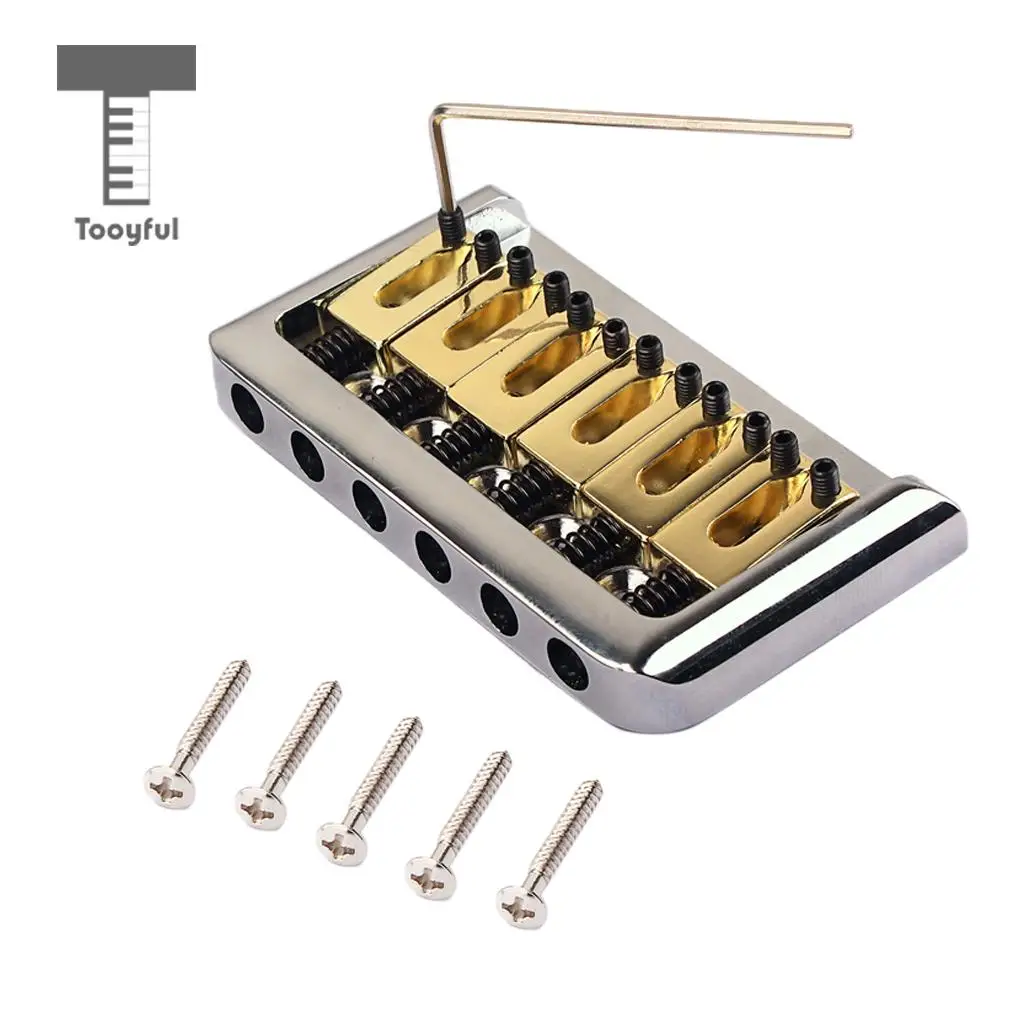 Tooyful 1 Set Guitar Replacement Fixed Bridge Golden Saddle for 6 String Electric/Cigar Box Guitar Parts