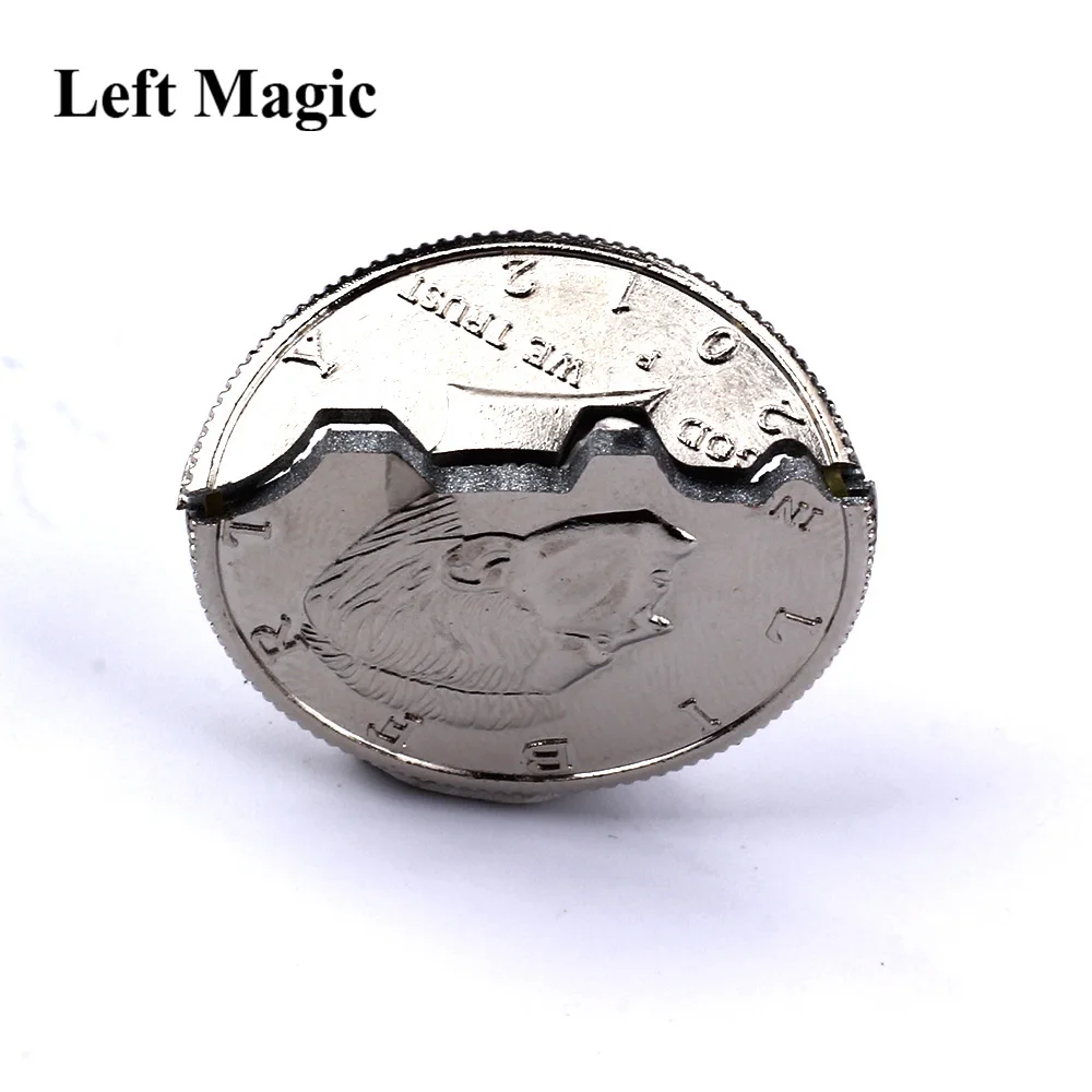 

Magic Ripped Coin Trick Illusion and Restored Gift Funny Magic Tricks Toy Folding Coin Bite Coin Dollar Version Magic B1013