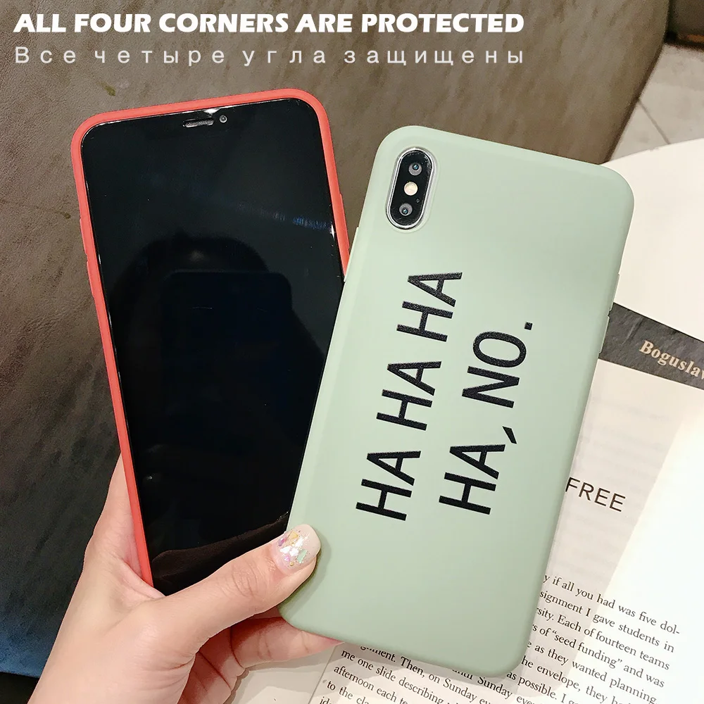 KIPX1082_2_JONSNOW Matte Phone Case for iPhone 6S 6P 7 8 Plus HA HA HA HA NO Pattern Soft Silicone Cases for iPhone X XR XS Max