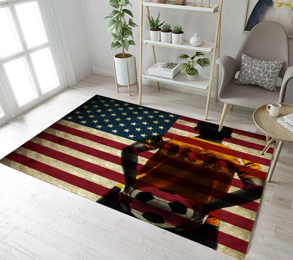 Us 19 31 44 Off Lb Usa National Flag Football Doormat Living Room Area Rugs Children S Room Cushion Bedroom Floor Carpets Bathroom Non Slip Mat In