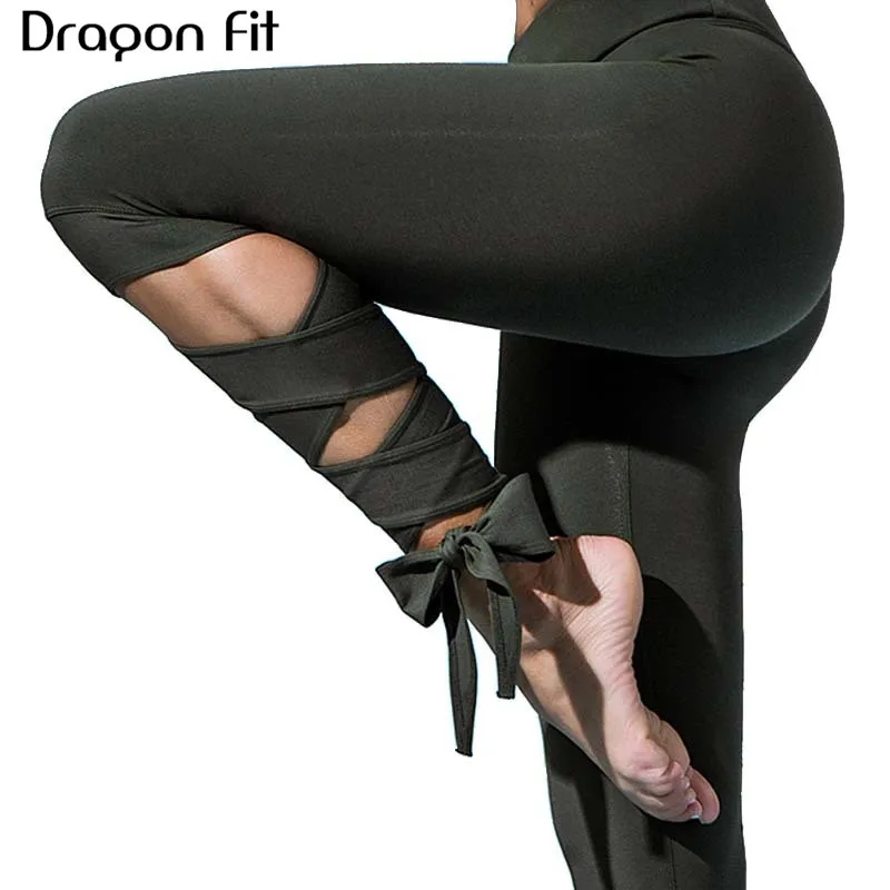 

Dragon Fit Women Bandage Yoga Legging Fitness Elastic Running Tights Gym Yoga Pants Sportswear Trousers Stretch Sport Pants