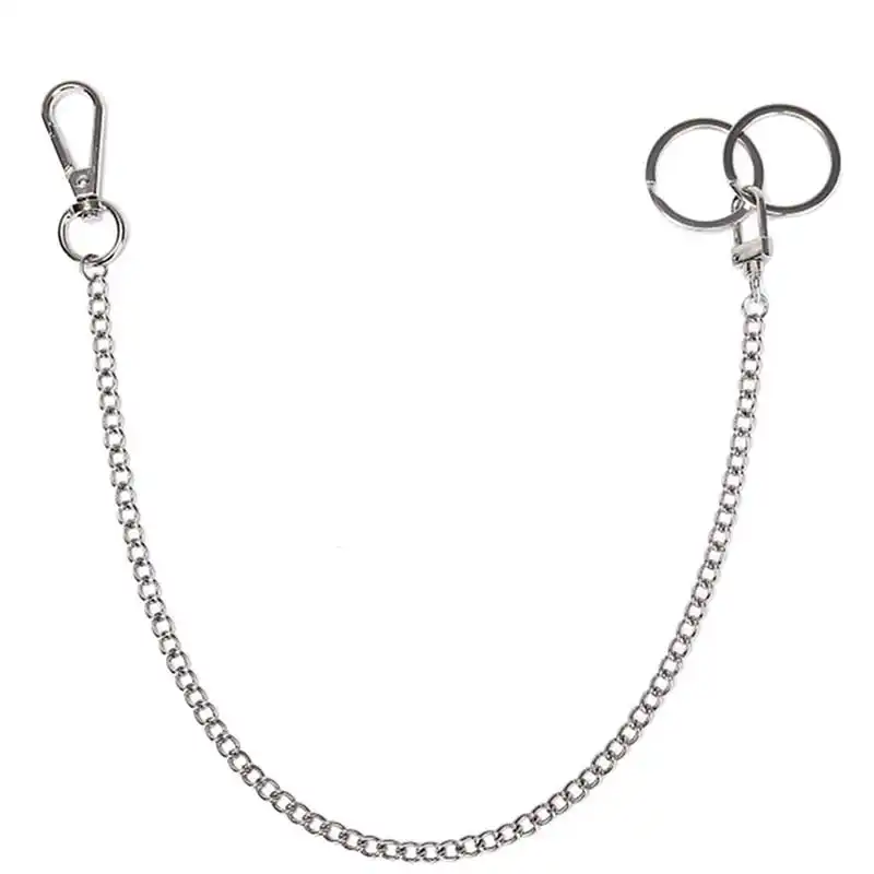 38cm Long Metal chain key Chain Strap Pants Rock Punk Hip hop Silver ring Unisex