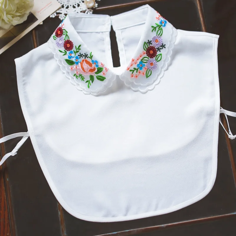 

OnnPnnQ Korea Style Colorful Flower Embroidery Collar Fashion Sweater High-quality Blouse Detachable Organza False Fake Collar