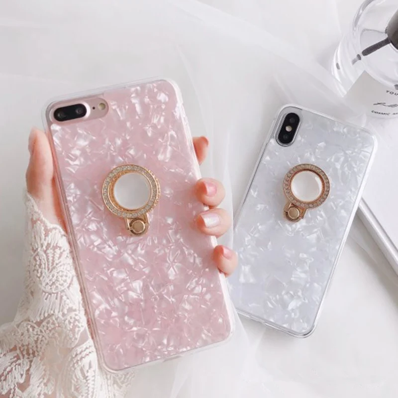 

Ring Stand Holder Case For iPhone XS 7 8 Plus dream Shell Phone Cases For iPhone X 7 6 6s Plus Glossy Silicone TPU Back Cover