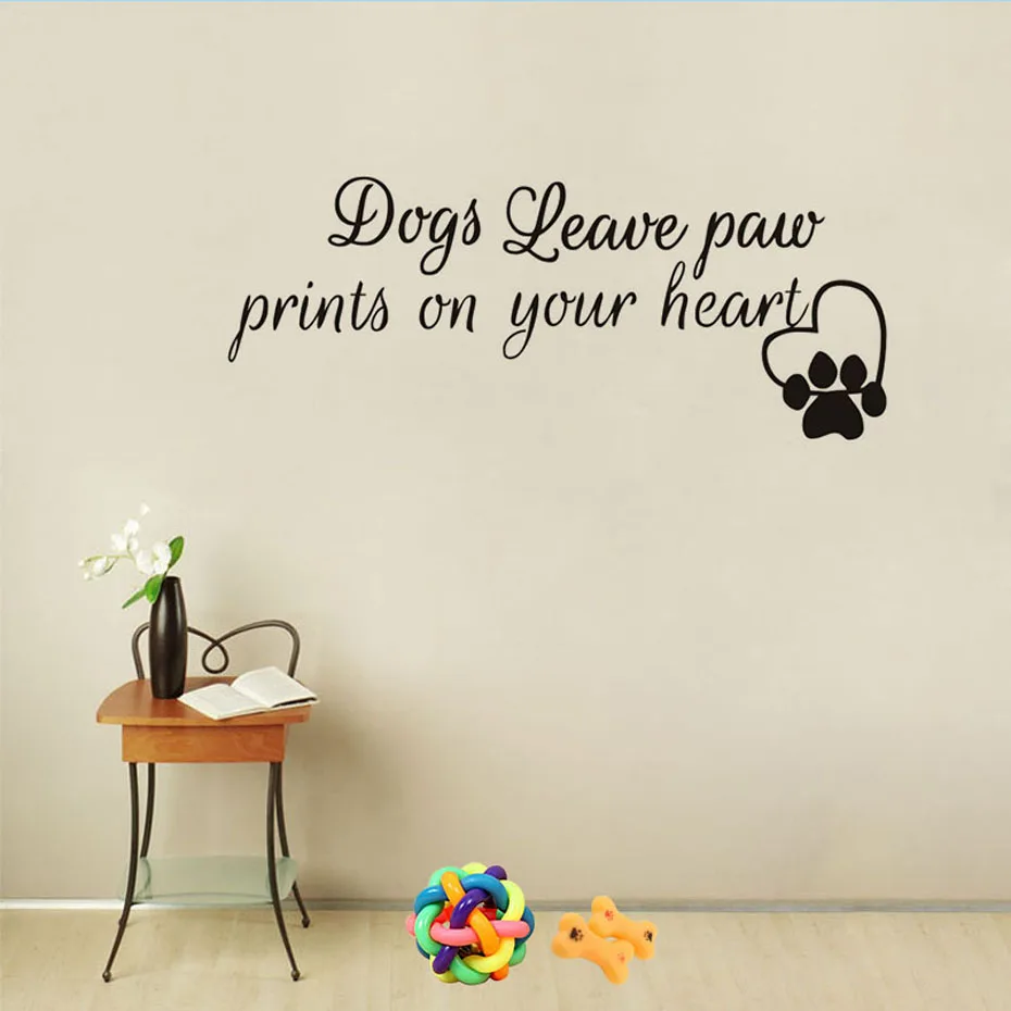 Dogs Leave Paw Prints On Your Heart Quote Wall Sticker Dog Paw Print