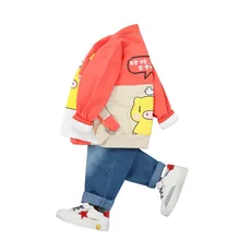 Осенне-весенняя одежда для детей с героями мультфильмов для малышей, куртка, футболка, штаны, 3 шт./компл. для маленьких мальчиков и девочек хлопковые Костюмы Детский Повседневный костюм