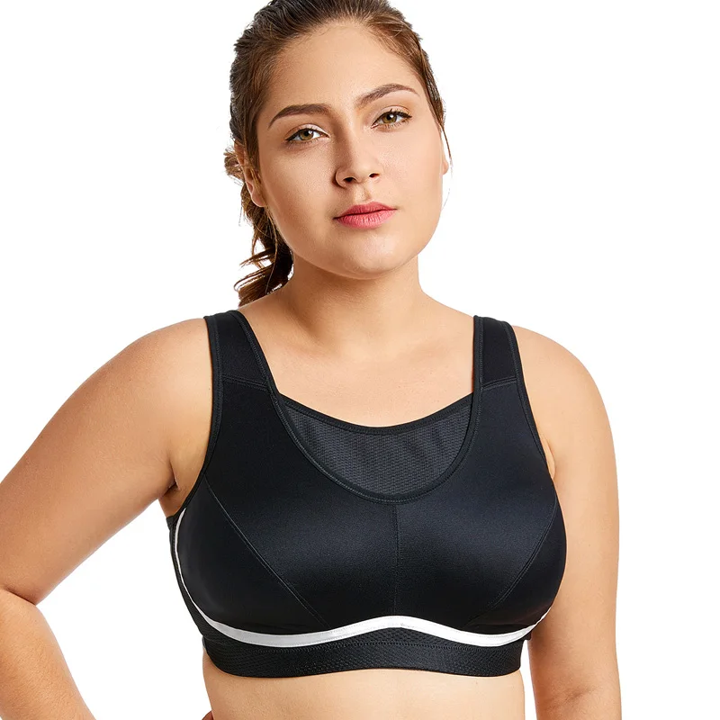 1Women Plus Size Bras Running Yoga Fitness Breathable Black Underwear Thin Without Steel Ring Comfortable Professional Sports Bra