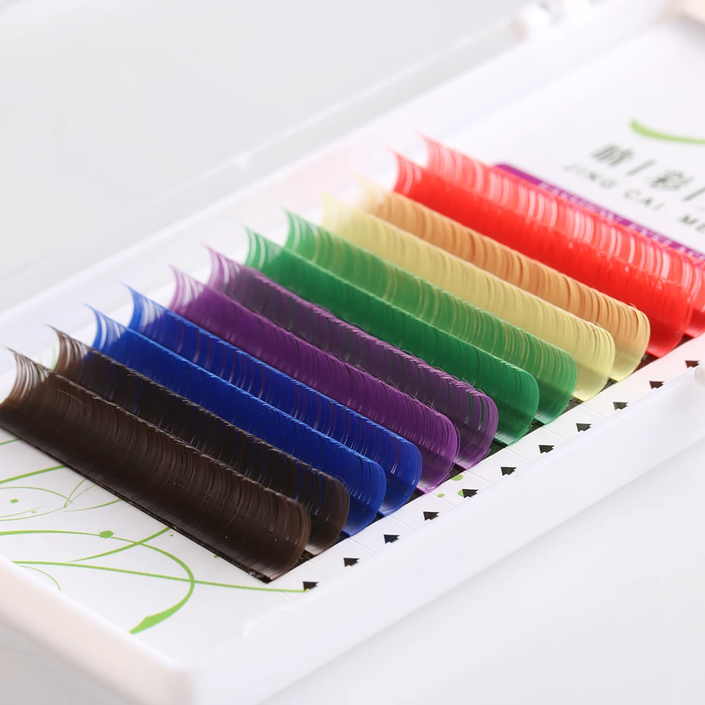 

12 Rows/Case C/D Curl Handmade Synthetic Individual False Eyelashes Extension Tools Colorful Woman's Fashion Makeup Tool
