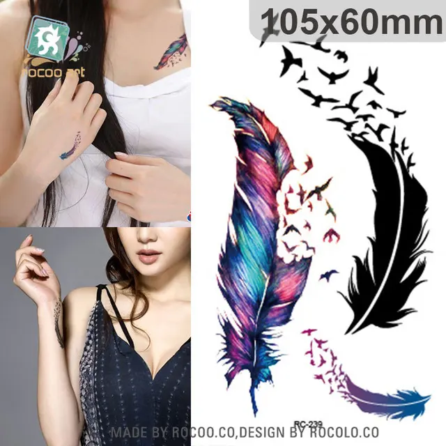 2pcs/lots Tattoo Custom Color Small Fresh Goose Feather Pattern Tattoo Stickers Custom RC2239 2pcs/lots Tattoo Custom Color Small Fresh Goose Feather Pattern Tattoo Stickers Custom RC2239