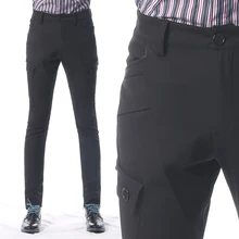 27-44! Для мужчин одежда повседневные штаны обтягивающие штаны брюки штаны-шаровары загрузки вырезать джинсы тонкий этап певица костюмы