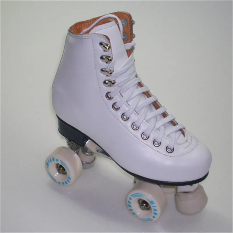 

New Double Roller Skates Figure Skate Two Line Roller Skate Patins Unisex Patines Adulto Black And White Adult Skate Shoes IB11