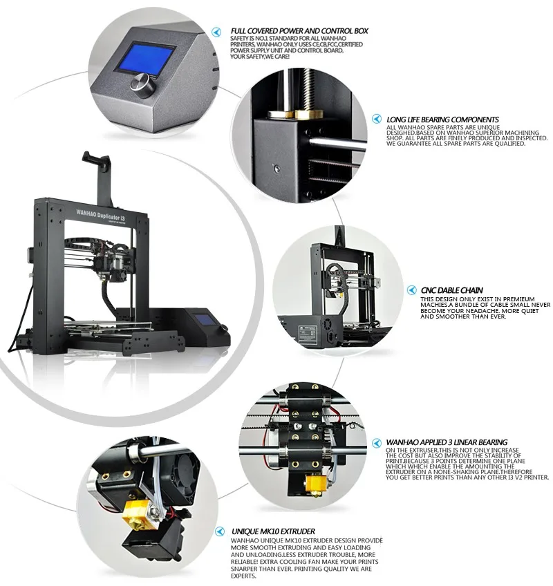Wanhao 3D-принтеры i3 V2.1 высокое качество и точность 3D-принтеры Wanhao DIY рабочего 3D-принтеры