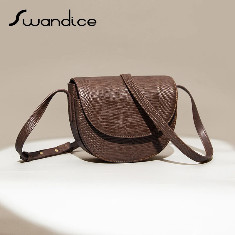 

2019 Vintage Lizard Pattern Saddle Flap Crossbody Messenger Shoulder Bags Women Female Handbags Simple Normcore Cross Body Chic