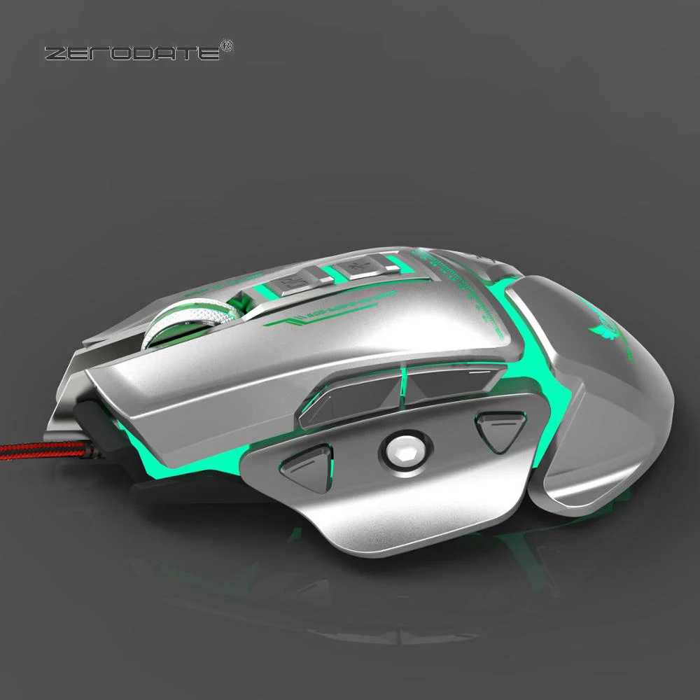 USB Проводная оптическая игровая мышь ZERODATE X400GY 11 клавиш со светодиодный
