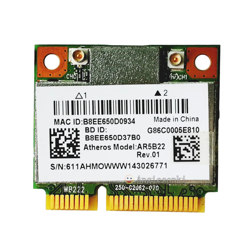 Ar5b22 ar9462 Dual Band N 2.4 г/5 г + Bluetooth BT Half-MINI Беспроводной WI-FI карты для atheros dw1901 k2gw5 ноутбука