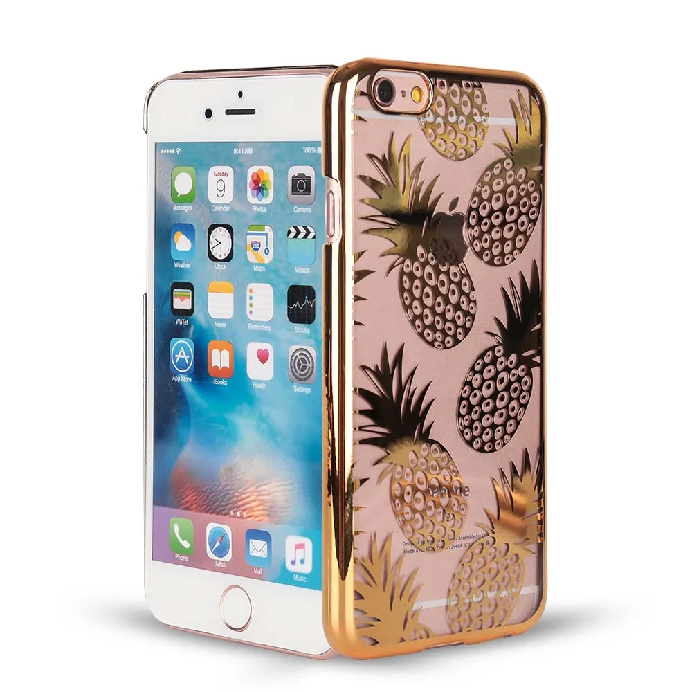 Haissky Plating PC Case For iPhone 6 6S Cover Cute Fruit Pineapple
