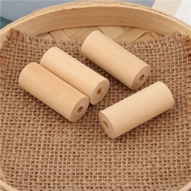 

20pcs Unfinished Natural Wood Beads Cylinder Shaped Wood Barrel - No Varnish & No Lacquer 35x15mm DIY Jewelry Findings WB11