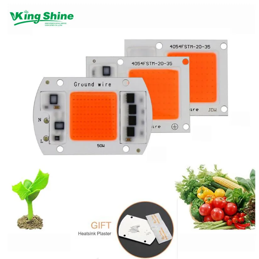 

DIY AC 220V COB LED Grow Light Chip full spectrum 380~780nm 20W 30W 50W match heat sink with cooling fan driver and lenses