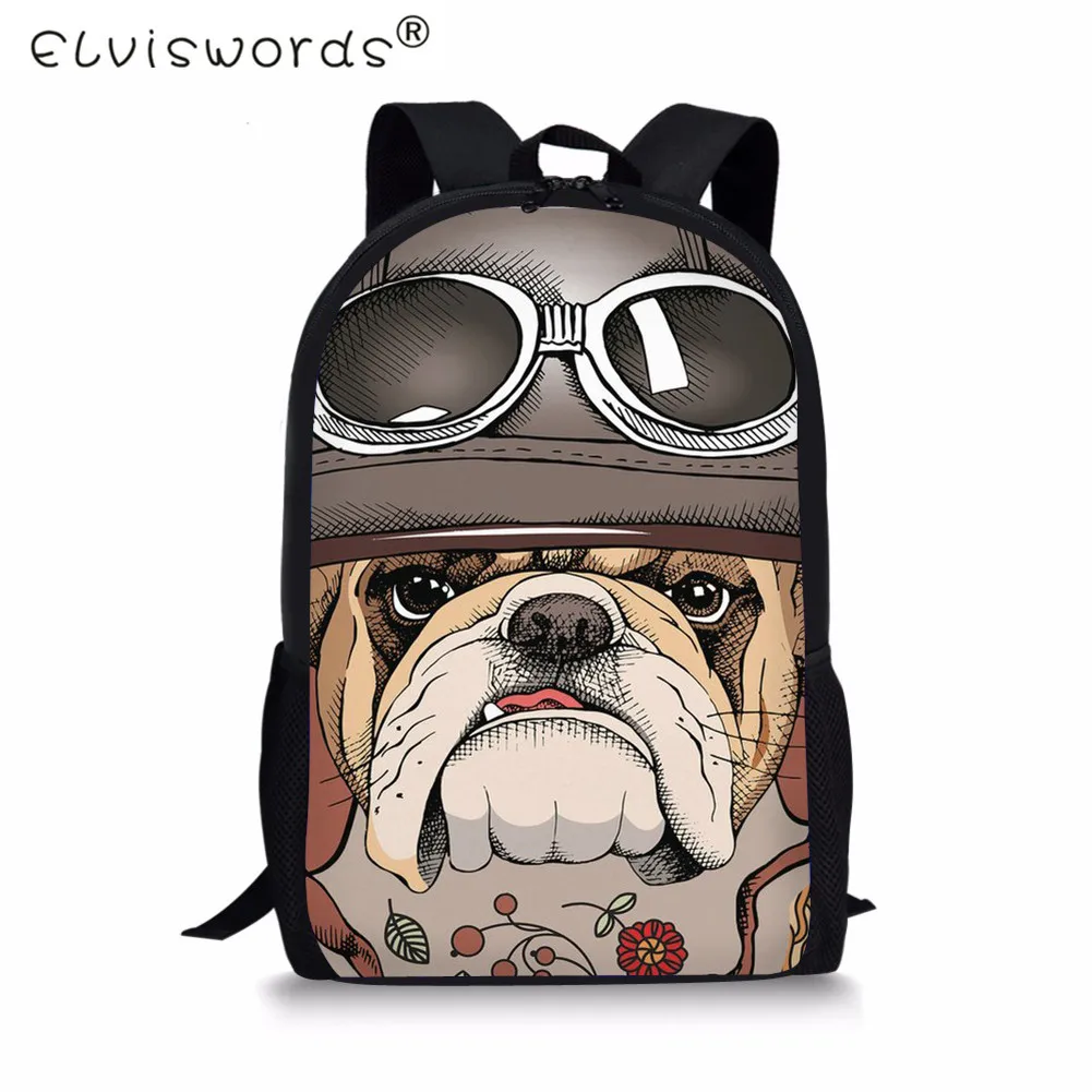 

ELVISWORDS Retro School Bags for Boys Girls 3D Animal Dog Printed Primary Kids School Book Bags Satchel Girls Schoolbag Mochilas