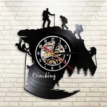 

Climbing Shape 3D Acrylic Art Watch Vinyl Record Clock Antique Style Large Decorative Wall Clocks Quartz Clock Mechanism Needle