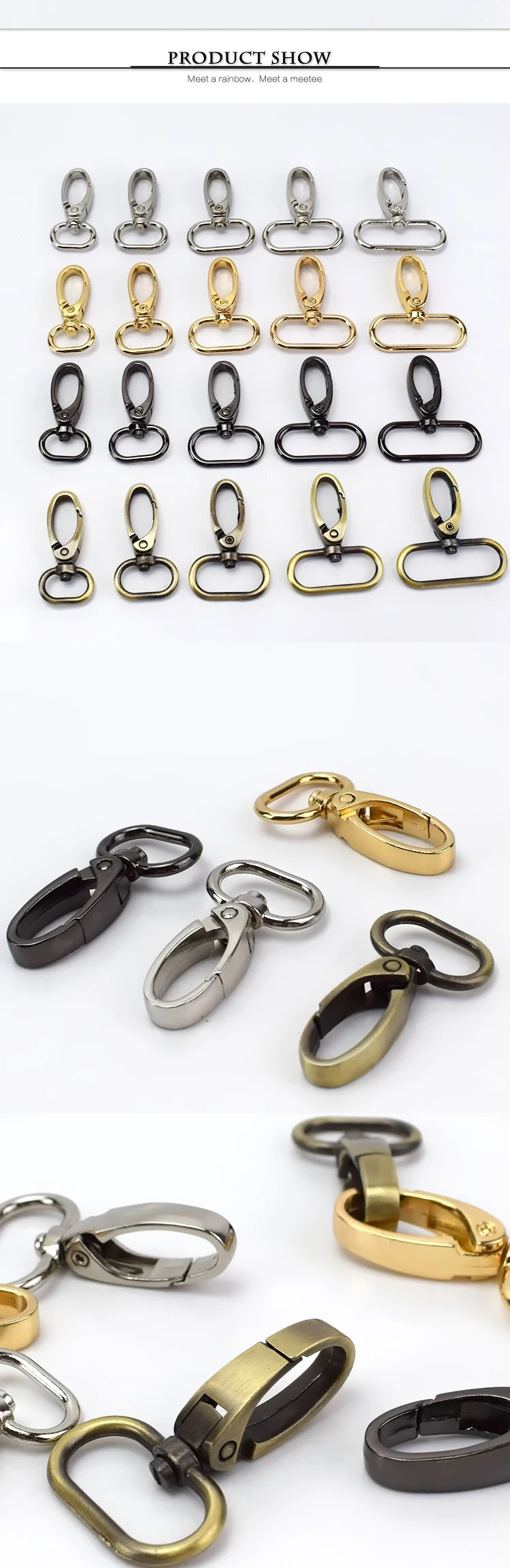 100pc 16/20/26/32/38mm Metal Buckles Bags Strap Lobster Swivel Carabiner Snap Hook Collar KeyChain DIY Bag Accessories Wholesale