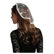 Issy маленькая белая кружевная Фата Мантилья для церковно-католической Латинской массы головные уборы Кружевной Край Voiles Dentelle Velas negra Mantilla